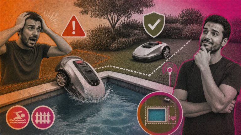 Robot tondeuse et piscine